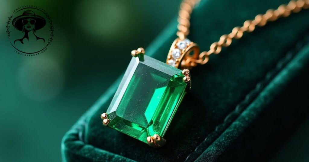 May emerald birthstone necklace - rich green gem symbolizing renewal & prosperity for Taurus & Gemini