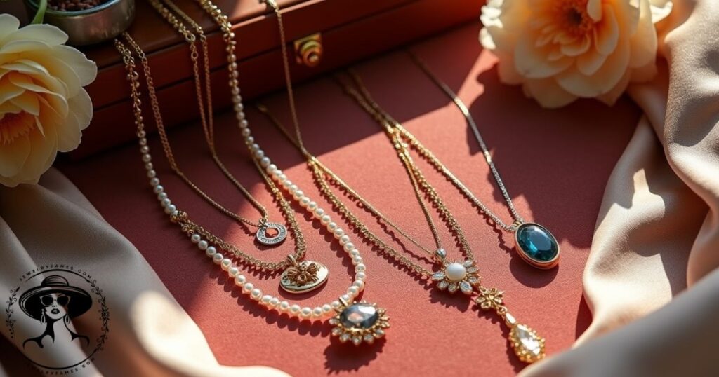 Essential necklace for different necklines for every wardrobe: gold chain, pearls, choker, layered necklace and statement bib