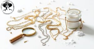 How to Untangled necklaces with tools like pins, powder, and magnifier.